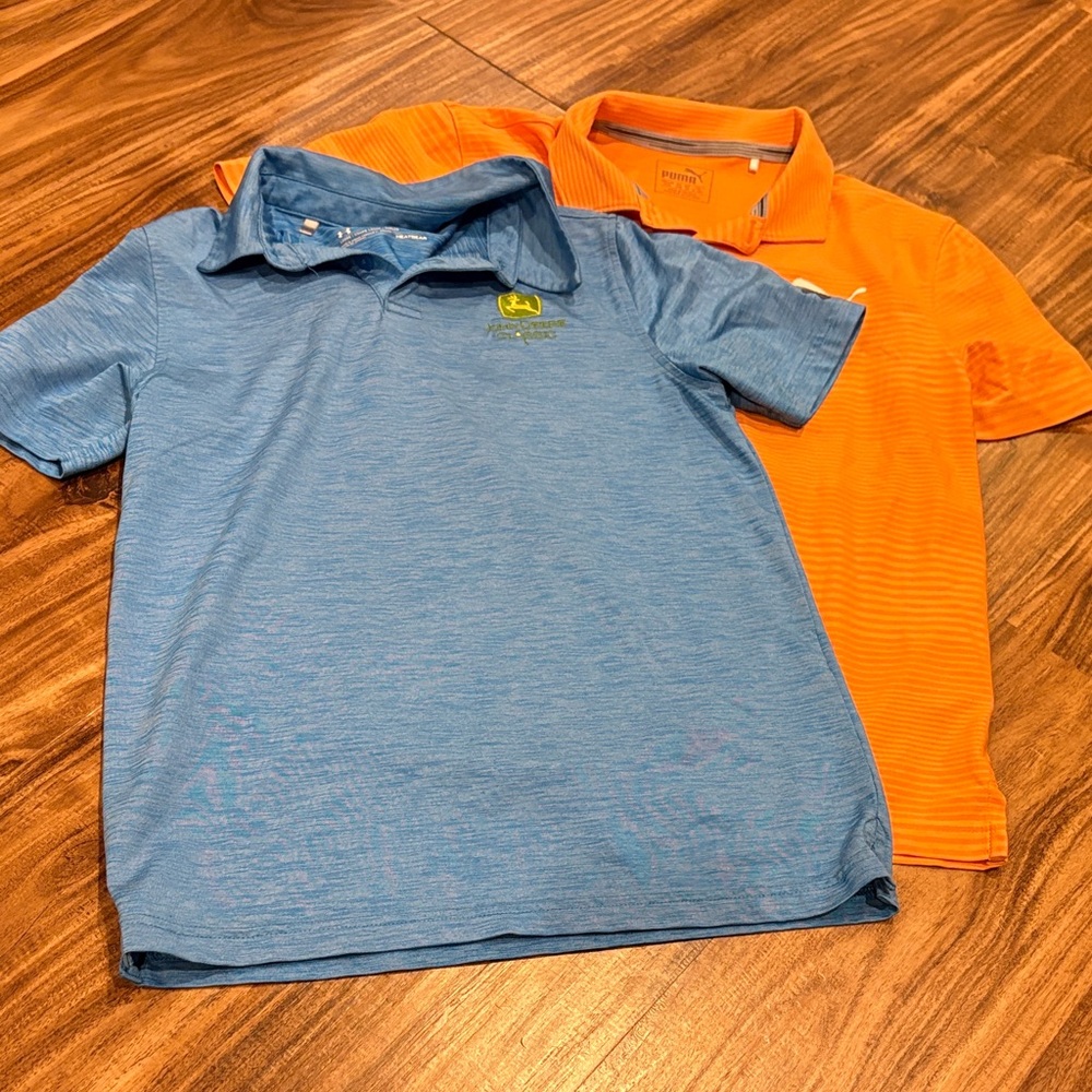 Puma Kids Polo Shirts -Orange and Under Armour blue polo - Medium
